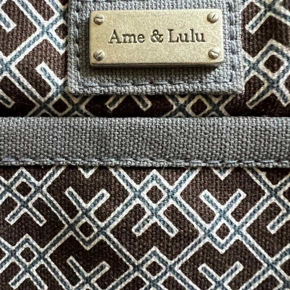 Ame & Lulu Brown & Blue geometric pattern Travel Pouch - Water-Resistant Lining - Picture 4 of 8
